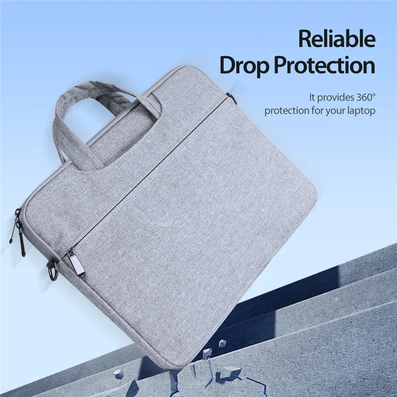 DUX DUCIS LBJB Series 14-15.4 Inch Notebook Pouch Waterproof Laptop Handbag with Shoulder Strap - Light Grey