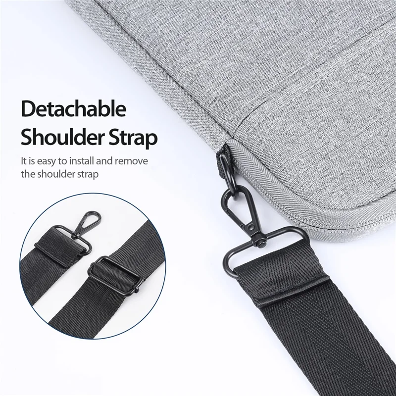 DUX DUCIS LBJB Series 14-15.4 Inch Notebook Pouch Waterproof Laptop Handbag with Shoulder Strap - Light Grey