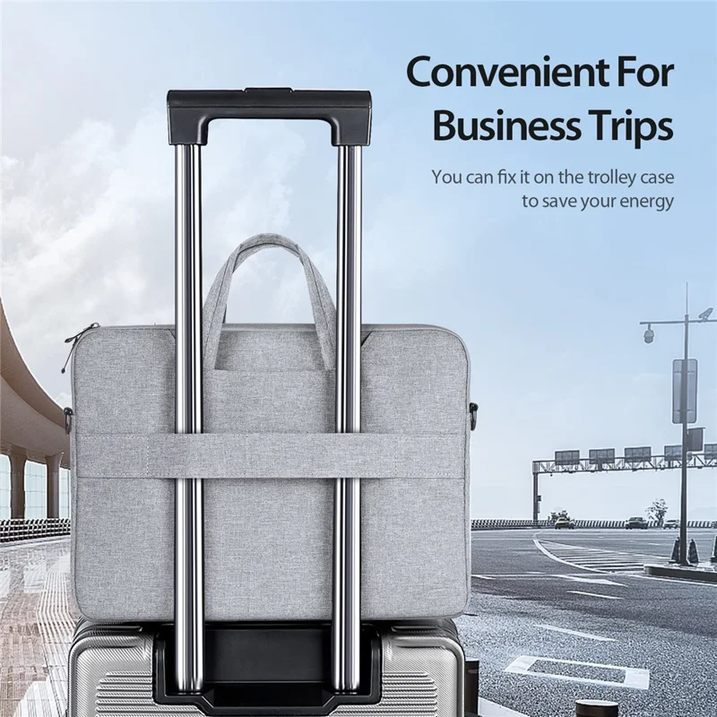 DUX DUCIS LBJB Series 14-15.4 Inch Notebook Pouch Waterproof Laptop Handbag with Shoulder Strap - Light Grey