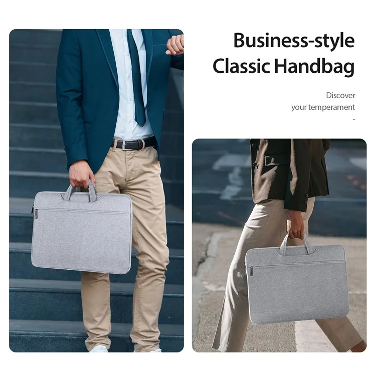 DUX DUCIS LBTC Series 14-15.4 inch Laptop Carrying Bag Polyester Notebook Shockproof Handbag - Light Grey