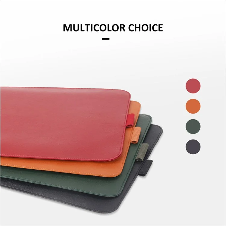 16-17 inch Laptop Sleeve Bag PU Leather Notebook Carrying Pouch with Mouse Bag and Cable Bundle Straps - Grey