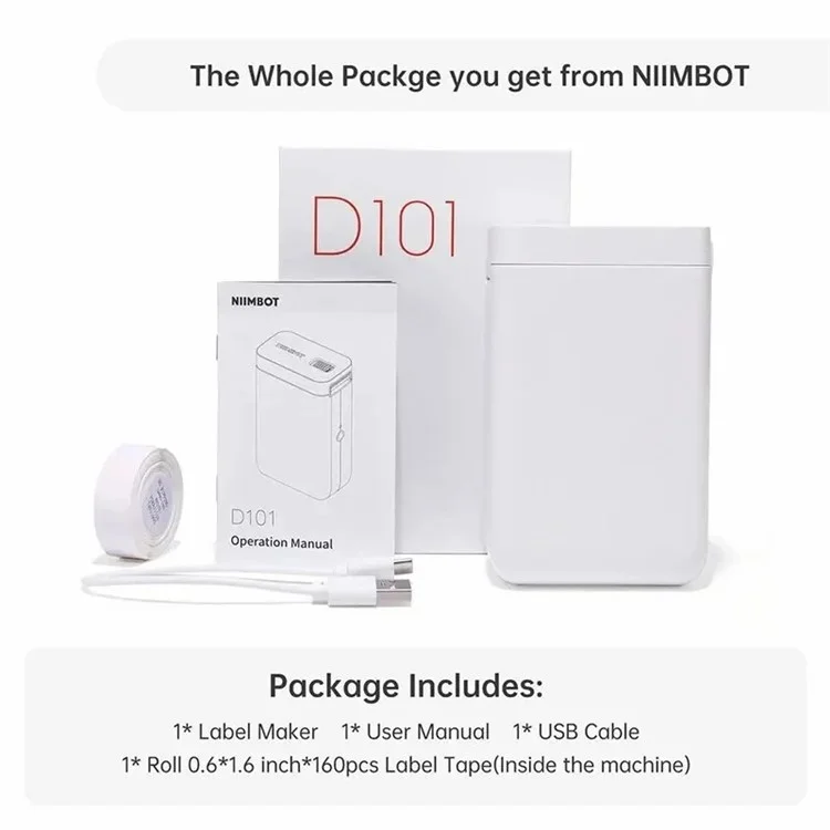 NIIMBOT D101 Portable Mini Label Printer Bluetooth-compatible Thermal Printer Inkless Printing Machine