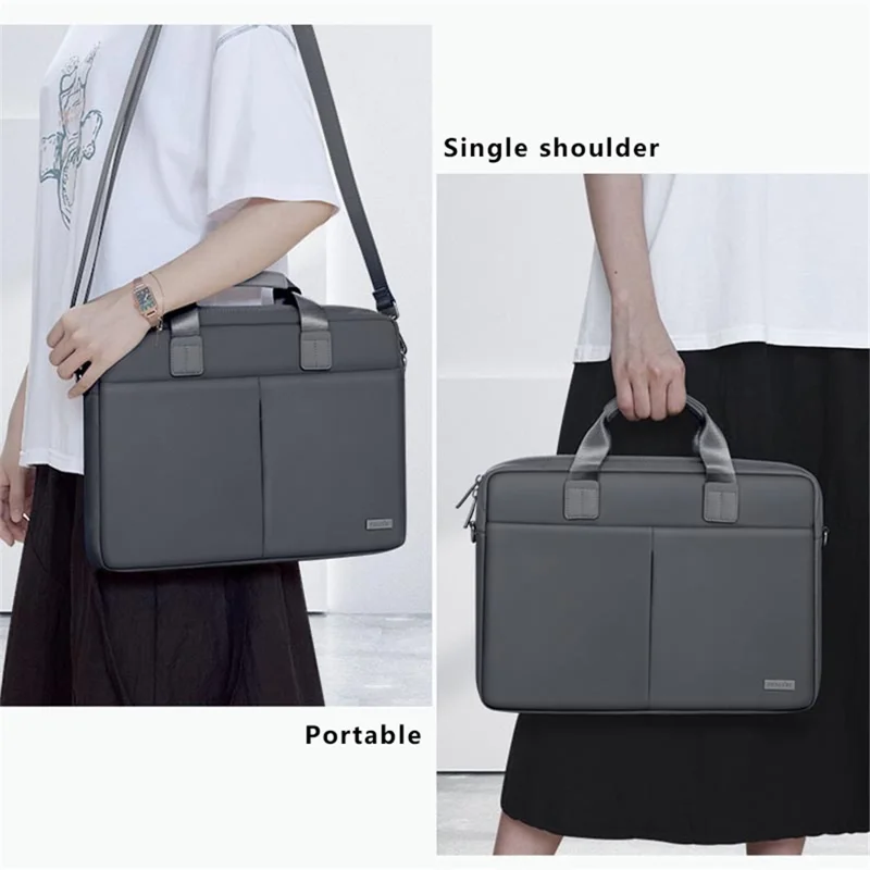 MELCOU Laptop Carrying Bag Waterproof Polyester Handbag with Shoulder Strap - Fashion Black / 13.3 inches