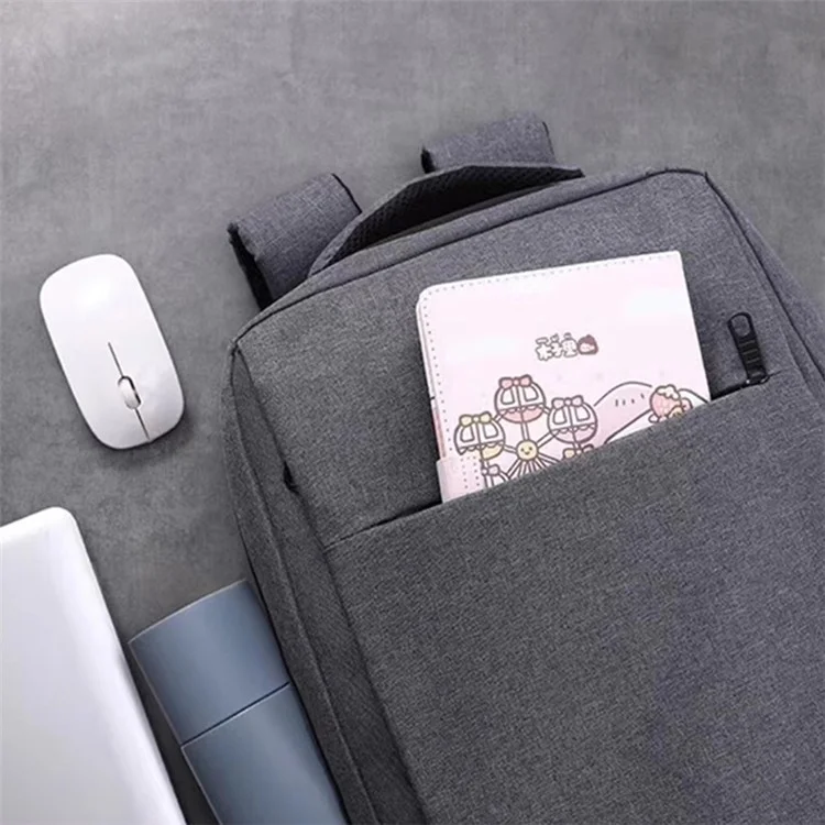 Mochila para laptop de 14-15,6 polegadas Oxford Cloth Dual Layer Outdoor Travel Bag com porta USB externa - Cinza