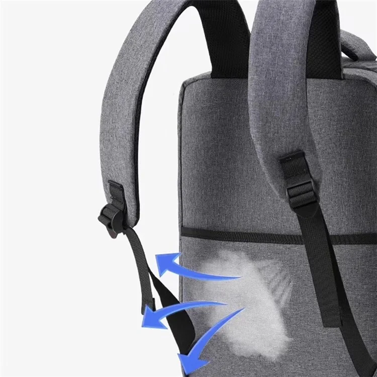 Mochila para laptop de 14-15,6 polegadas Oxford Cloth Dual Layer Outdoor Travel Bag com porta USB externa - Cinza