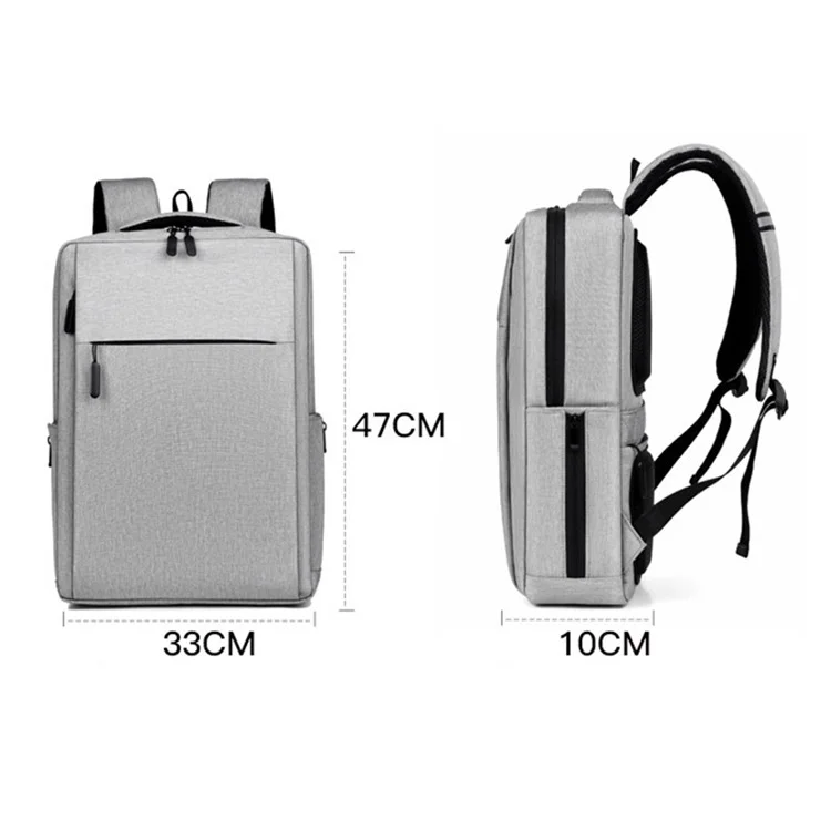 17 inch Laptop Backpack Oxford Cloth Notbook Rucksack Bag with USB Charging Port - Grey