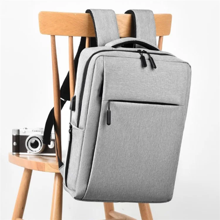 17 inch Laptop Backpack Oxford Cloth Notbook Rucksack Bag with USB Charging Port - Grey