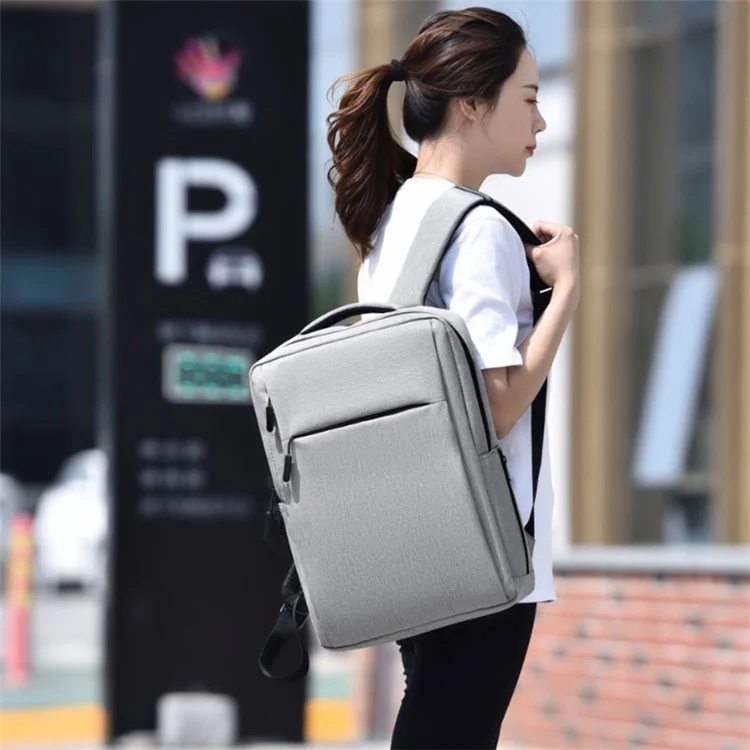 17 inch Laptop Backpack Oxford Cloth Notbook Rucksack Bag with USB Charging Port - Grey