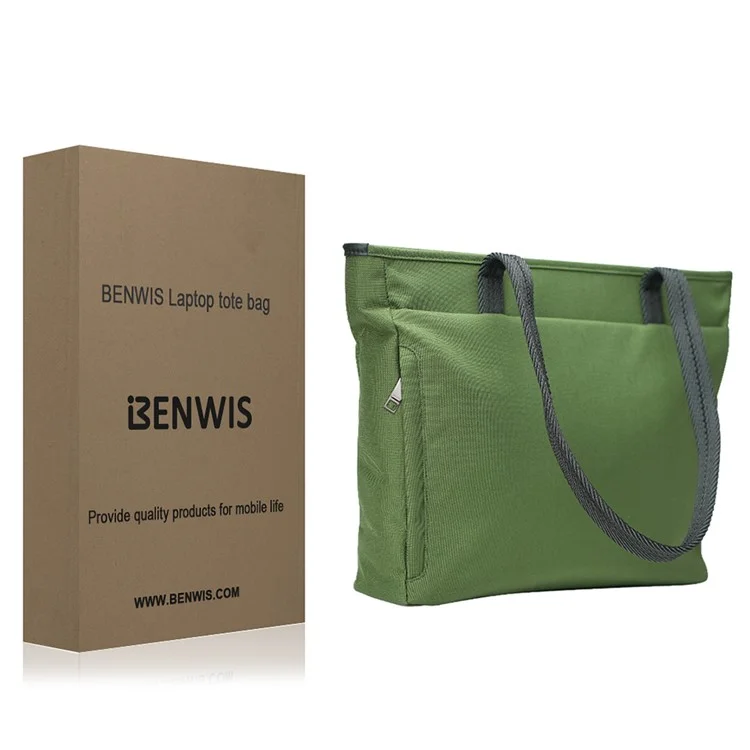 BENWIS LT-LHB-1-BK Laptop Tote Bag Nylon 1000D Notebook Shoulder Bag for Work Travel - Green