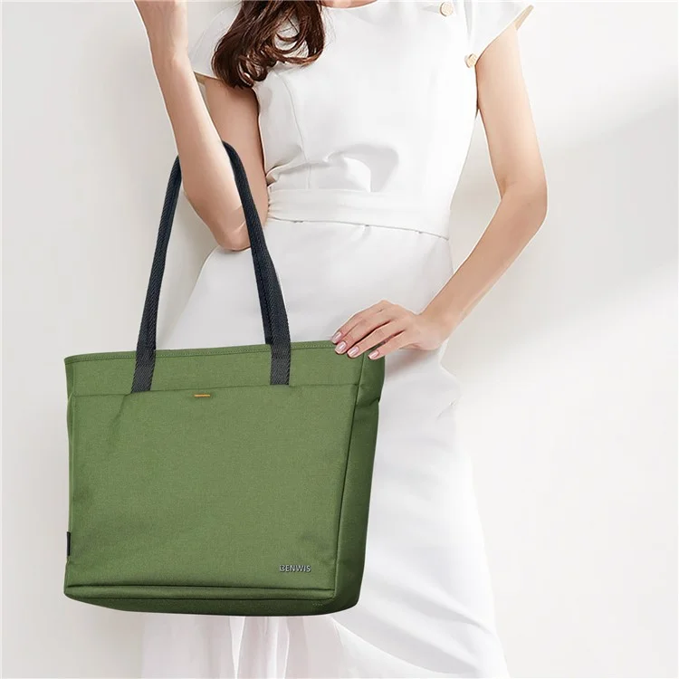 BENWIS LT-LHB-1-BK Laptop Tote Bag Nylon 1000D Notebook Shoulder Bag for Work Travel - Green