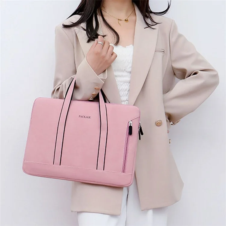 Q5 13-13,3 Zoll Laptop PU-Leder Schutz Handtasche Soft Futter Notebook Tragetasche - Pink