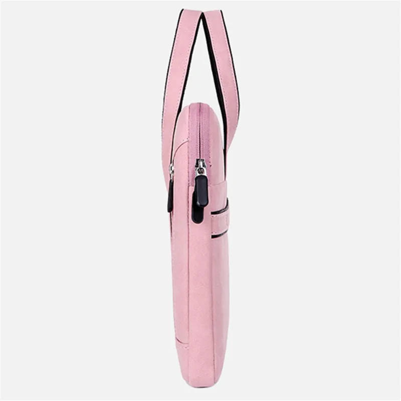Q5 14-14.6 Inch Laptop Waterproof PU Leather Handbag Soft Lining Notebook Carrying Bag - Pink
