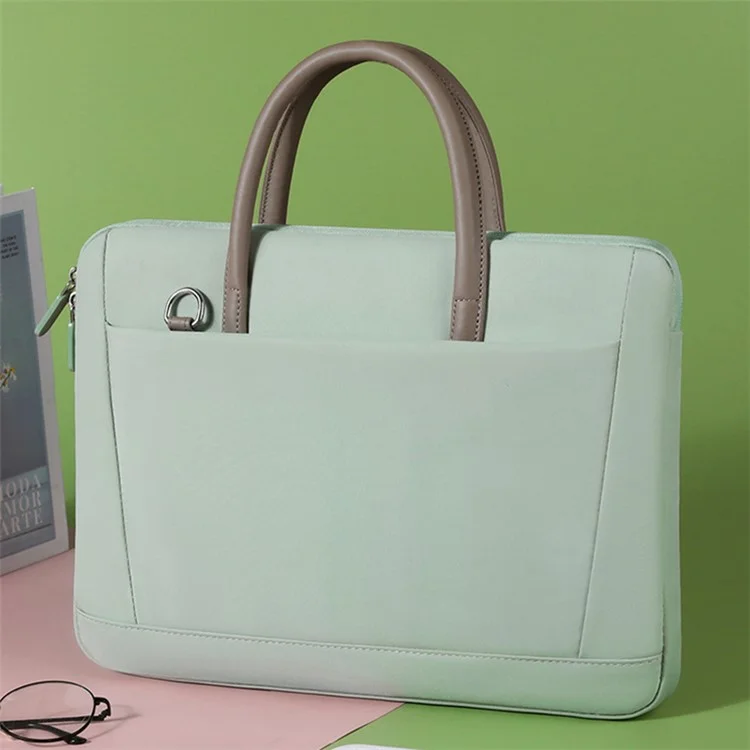 910 13.3 Inch Laptop Handbag Oxford Cloth Notebook Computer Bag with Shoulder Strap - Green