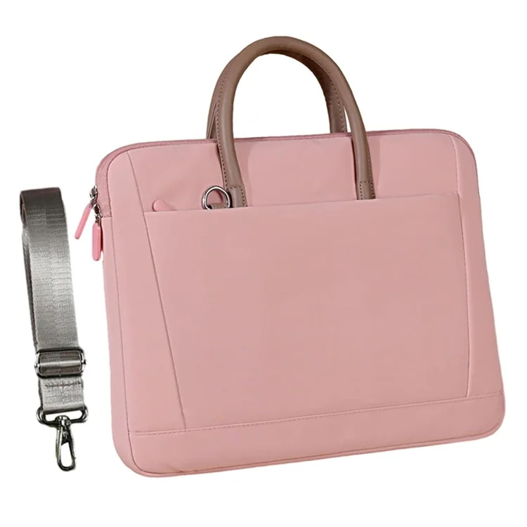 910 13.3 Inch Laptop Handbag Oxford Cloth Notebook Computer Bag with Shoulder Strap - Deep Pink