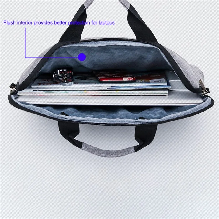 Bolso de mano para portátil de 13 pulgadas de 300D Cationic Fabric Anti-shock Notebook Crossbody Bag - Gris