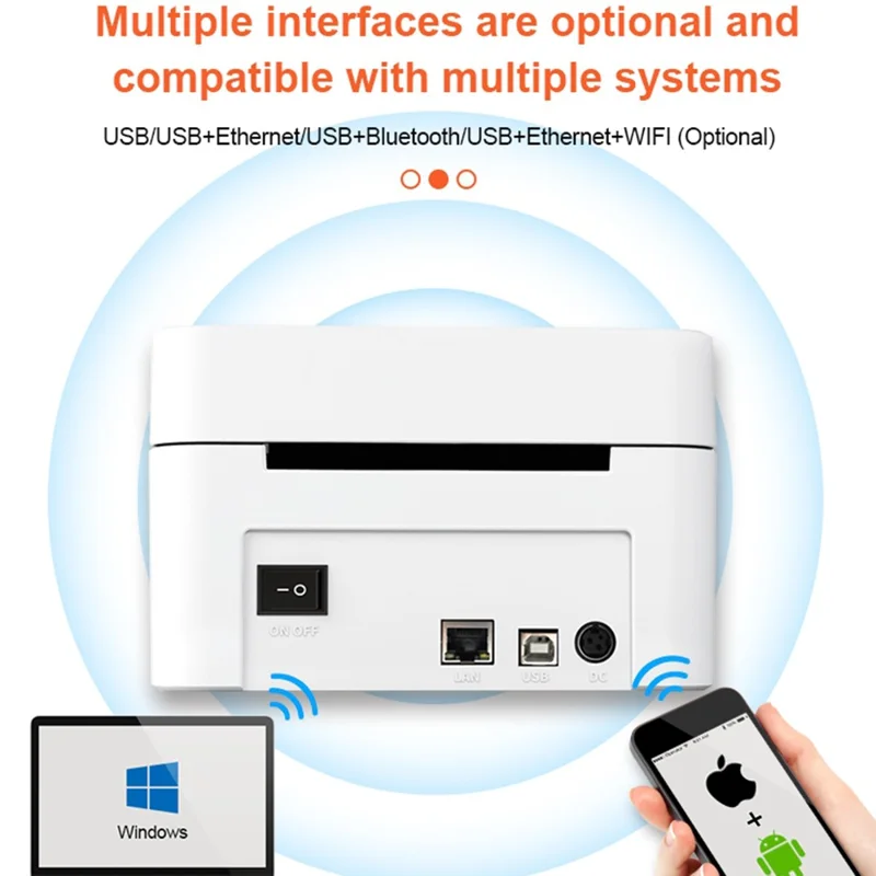 ZJ-9250 USB+Bluetooth-kompatibel termisk etikettskrivare för fraktetiketter för småföretag – Svart