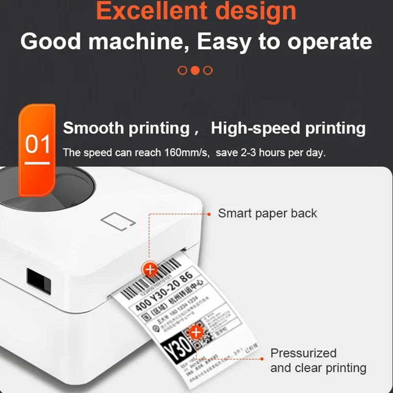 ZJ-9250 USB+Bluetooth-kompatibel termisk etikettskrivare för fraktetiketter för småföretag – Svart