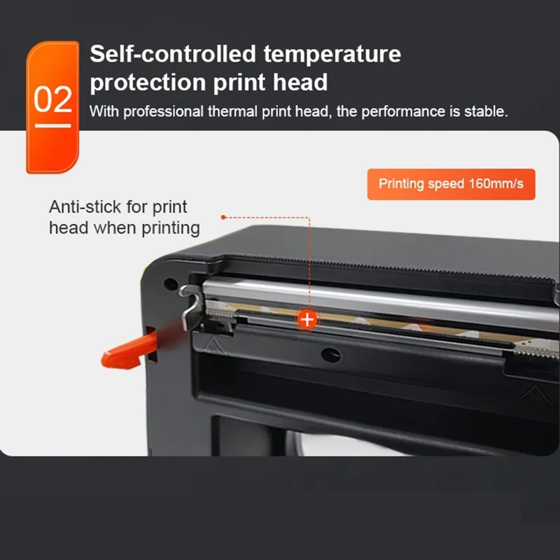 ZJ-9250 USB+Bluetooth-kompatibel termisk etikettskrivare för fraktetiketter för småföretag – Svart