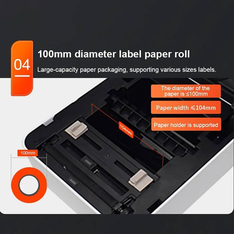 ZJ-9250 USB+Bluetooth-kompatibel termisk etikettskrivare för fraktetiketter för småföretag – Svart