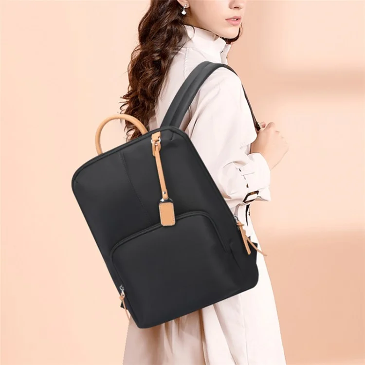 BOPAI 14-inch Laptop Waterproof Backpack Nylon Polyester Business Commute Notebook Shoulder Bag - Black
