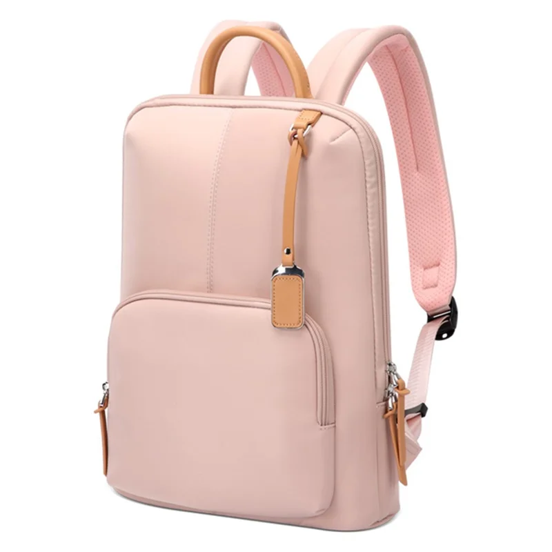 BOPAI 14-inch Laptop Waterproof Backpack Nylon Polyester Business Commute Notebook Shoulder Bag - Pink