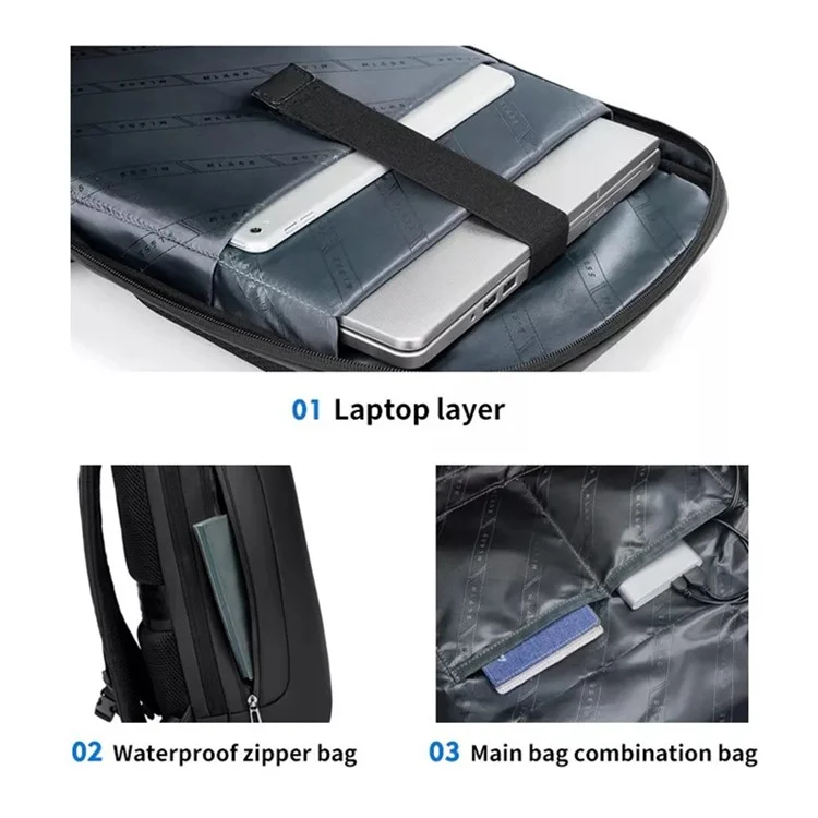 MINGLU ML22088-15.6 Inch Universal Dual Shoulder Laptop Backpack Oxford Cloth Notebook Storage Bag - Negro