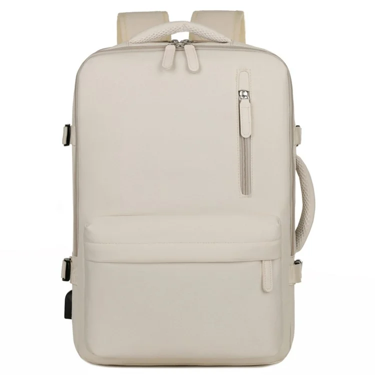 Travel Backpack Fit 15.6 Inch Laptop Computer Work Bag with USB Charging Port - Beige
