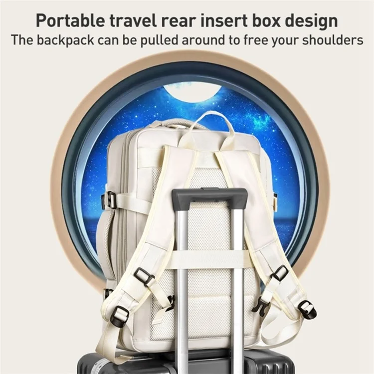 Travel Backpack Fit 15.6 Inch Laptop Computer Work Bag with USB Charging Port - Beige