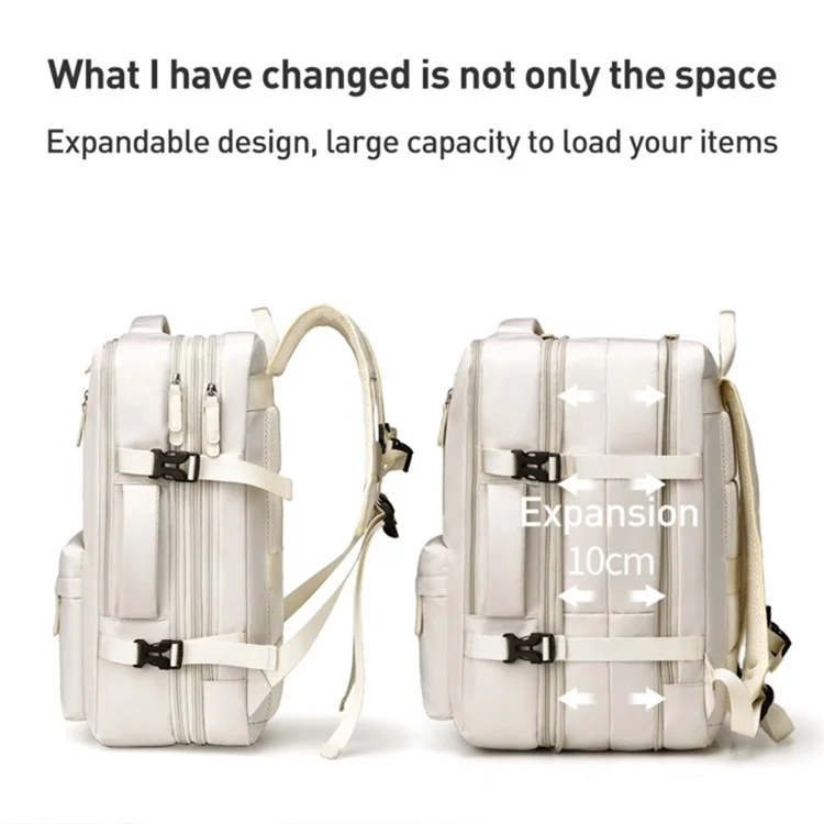 Travel Backpack Fit 15.6 Inch Laptop Computer Work Bag with USB Charging Port - Beige