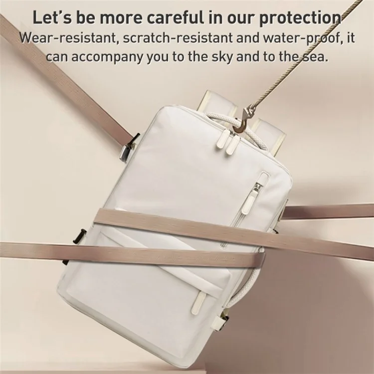 Travel Backpack Fit 15.6 Inch Laptop Computer Work Bag with USB Charging Port - Beige