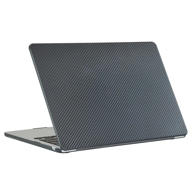 For MacBook Air 15 inch (2023) M2 A2941 / (2024) A3114 M3 Case Carbon Fiber Texture Plastic Laptop Cover - Black