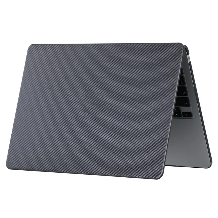 For MacBook Air 15 inch (2023) M2 A2941 / (2024) A3114 M3 Case Carbon Fiber Texture Plastic Laptop Cover - Black