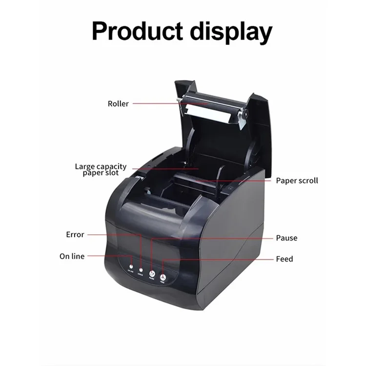 XPRINTER XP-365B 20-80mm QR Code Barcode Label Printer Thermal Self-adhesive Label Printer - EU Plug