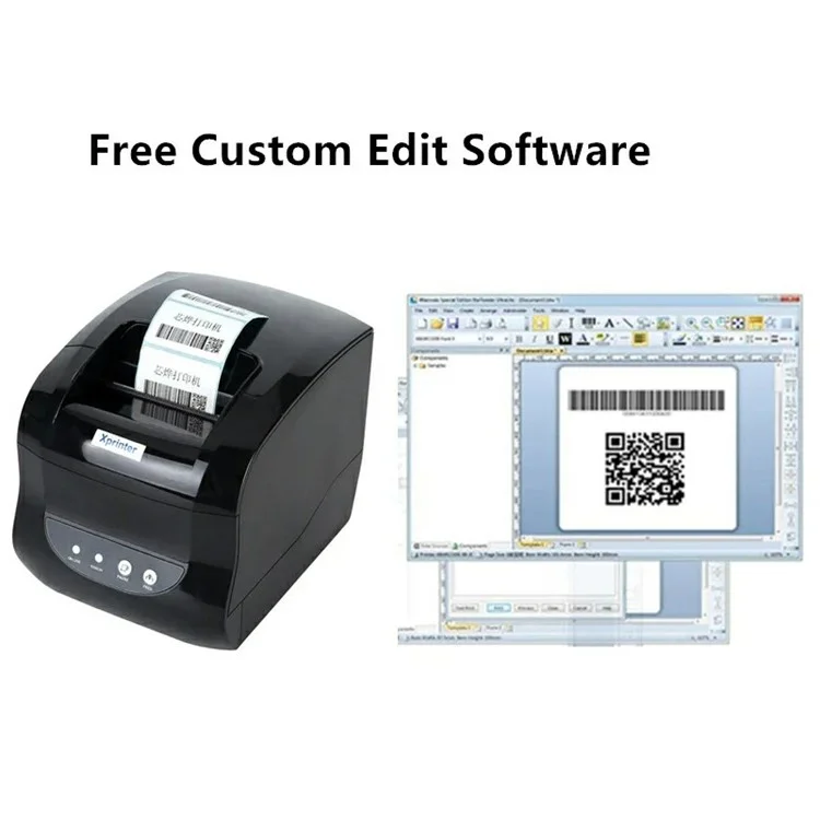 XPRINTER XP-365B 20-80mm QR Code Barcode Label Printer Thermal Self-adhesive Label Printer - EU Plug