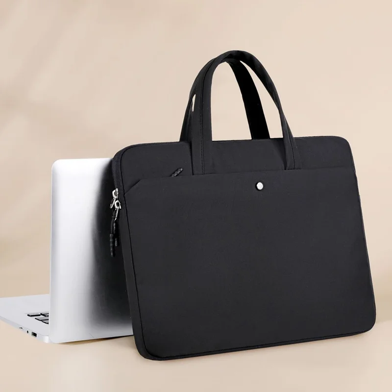 حقيبة تخزين من قماش أكسفورد لحقيبة كمبيوتر محمول مقاس 15.6 بوصة - أسود