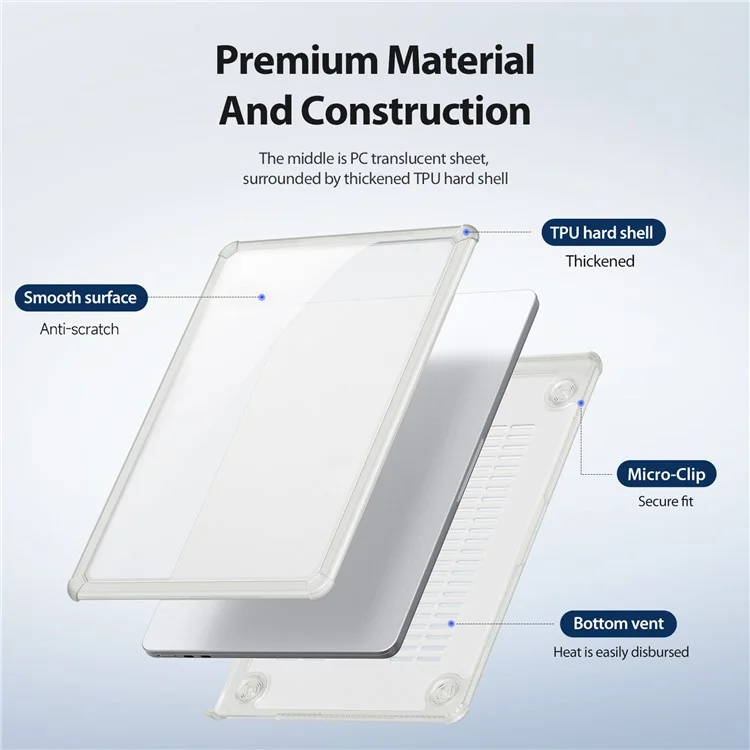 DUX DUCIS LCGM Series Glossy Case for MacBook Pro 14 inch (2024) (2021) / (2023) Anti-Scratch TPU+PC Cover - Transparent