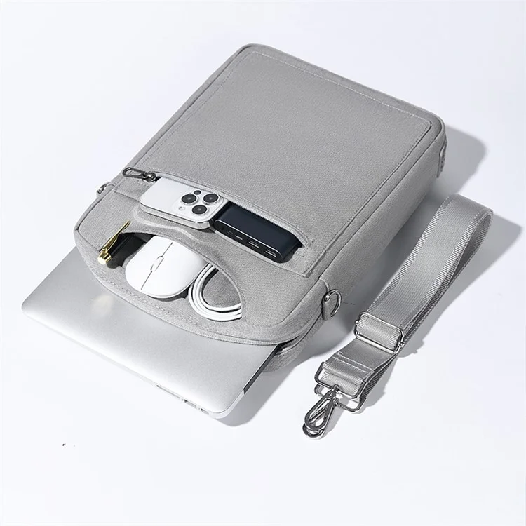 12.9-Inch Laptop Handbag Tablet PC Storage Pouch Briefcase Oxford Cloth Shoulder Bag - Grey