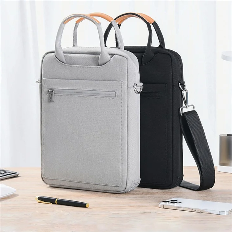 12.9-Inch Laptop Handbag Tablet PC Storage Pouch Briefcase Oxford Cloth Shoulder Bag - Grey