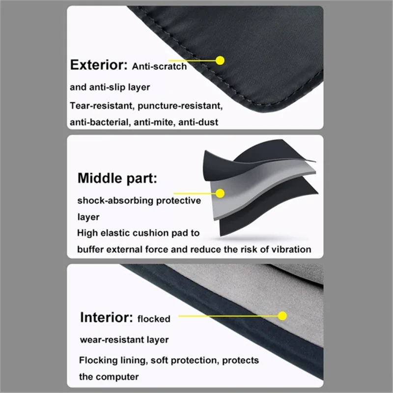 16 inch Laptop Case Multi-layer Nylon Waterproof Shockproof Notebook Sleeve Bag - White