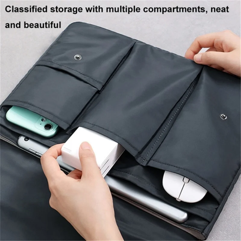 16 inch Laptop Case Multi-layer Nylon Waterproof Shockproof Notebook Sleeve Bag - White