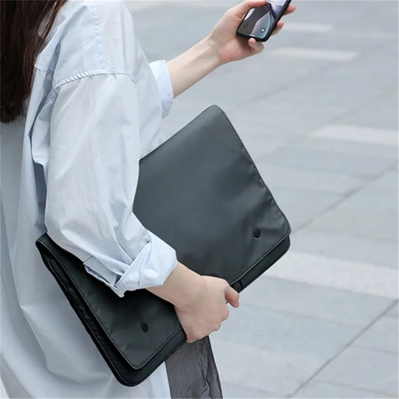 16 inch Laptop Case Multi-layer Nylon Waterproof Shockproof Notebook Sleeve Bag - White