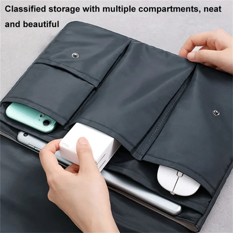 14-Zoll-Laptop-Sleeve, mehrschichtig, aus Nylon, wasserdicht, Laptoptasche - Schwarz