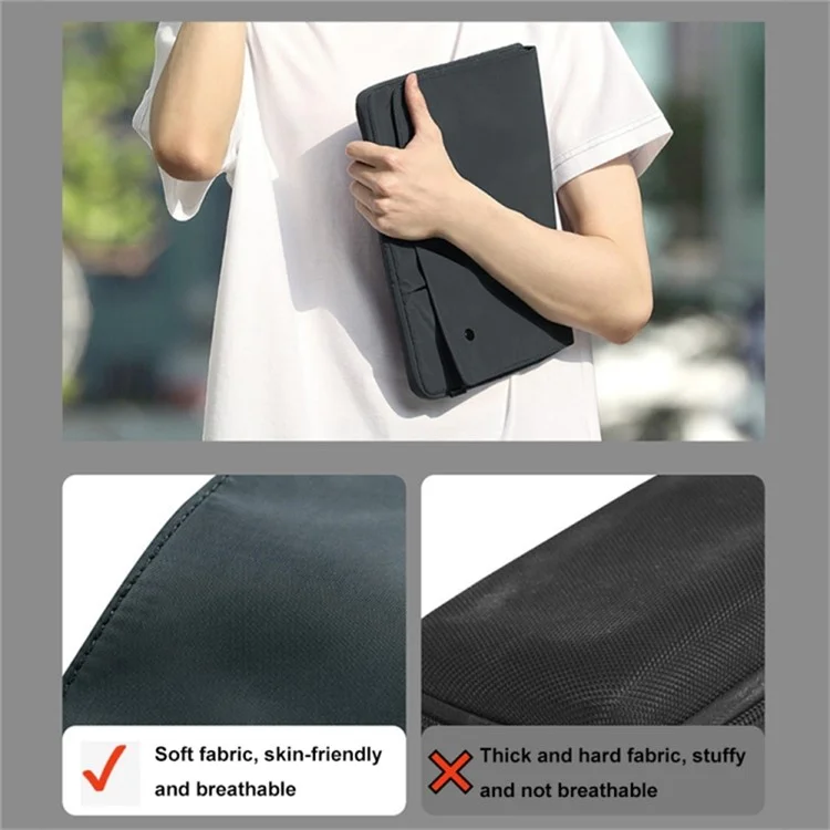14-Zoll-Laptop-Sleeve, mehrschichtig, aus Nylon, wasserdicht, Laptoptasche - Schwarz