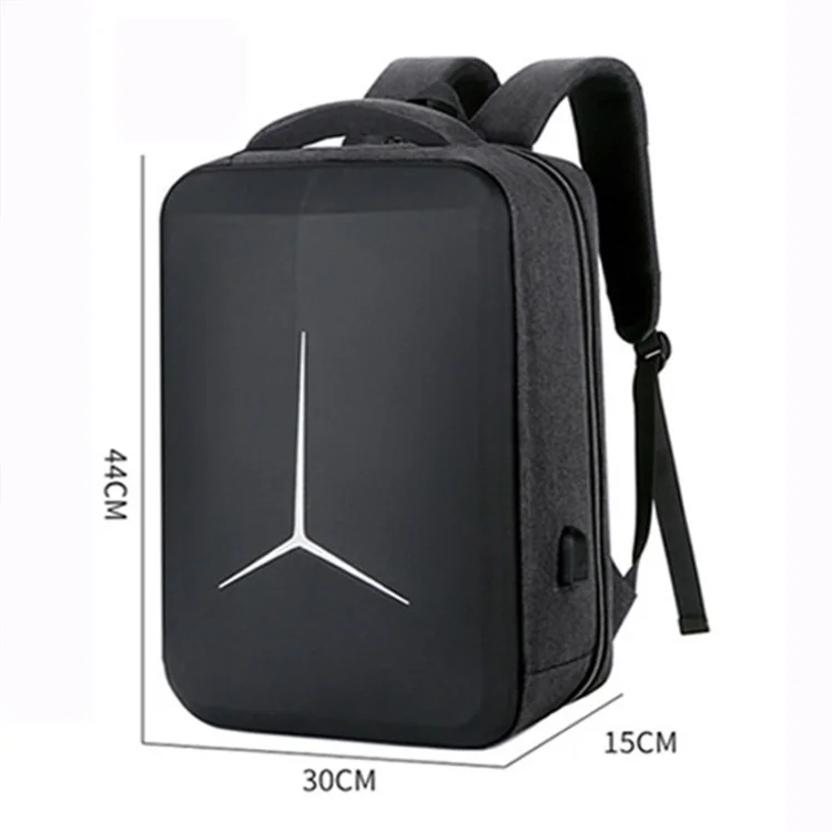 15 inch Laptop Backpack Waterproof Oxford Cloth+Polyester Computer Rucksack with USB Charging Port - Black