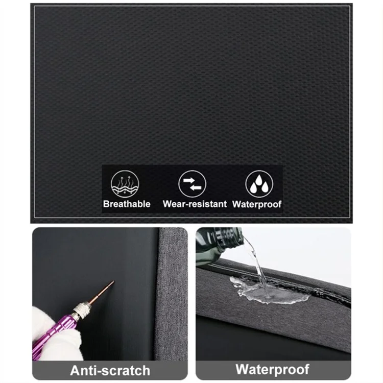 15 inch Laptop Backpack Waterproof Oxford Cloth+Polyester Computer Rucksack with USB Charging Port - Black