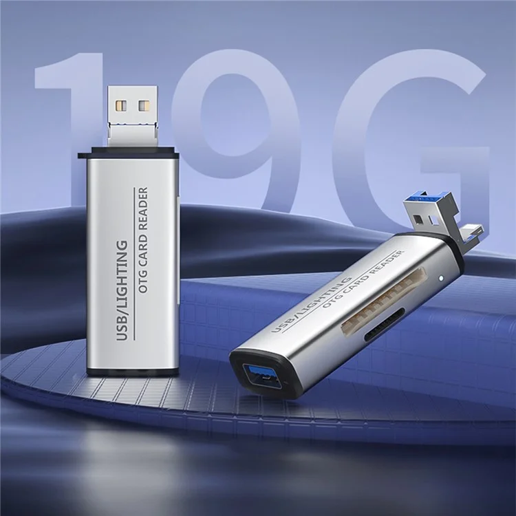 ADS-118 USB / 8-Pin 2-in-1 SD TF Memory Card U-Disk Reader Data Transfer OTG Adapter - Black