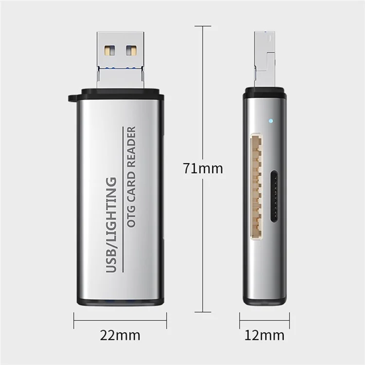 ADS-118 USB / 8-Pin 2-in-1 SD TF Memory Card U-Disk Reader Data Transfer OTG Adapter - Black