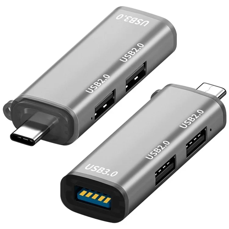 ADS-302C Type-C Adapter Hub to USB 3.0 +  Dual USB 2.0 Expansion Station - Grey