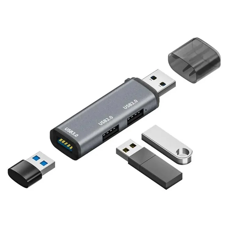 ADS-302C Type-C Adapter Hub to USB 3.0 +  Dual USB 2.0 Expansion Station - Grey