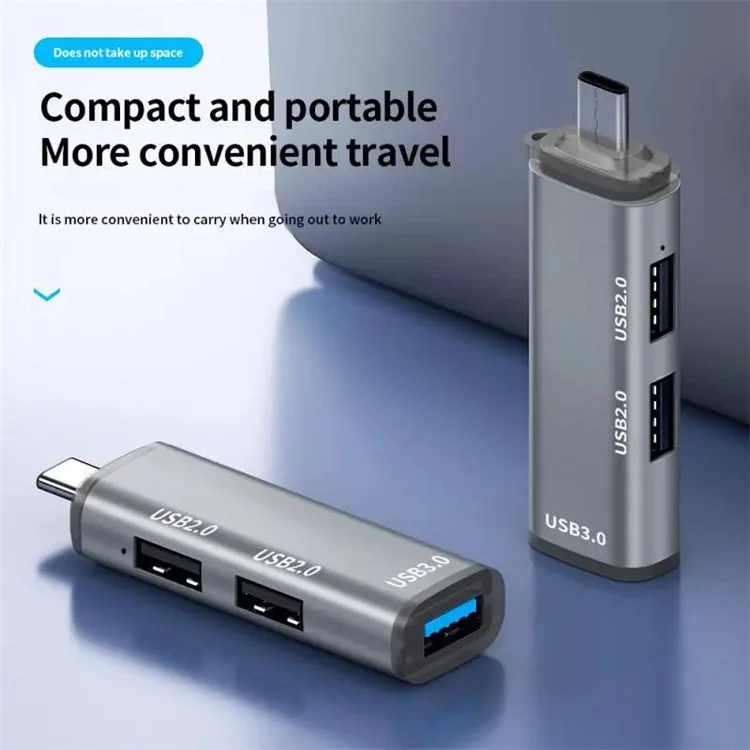 ADS-302C Type-C Adapter Hub to USB 3.0 +  Dual USB 2.0 Expansion Station - Grey